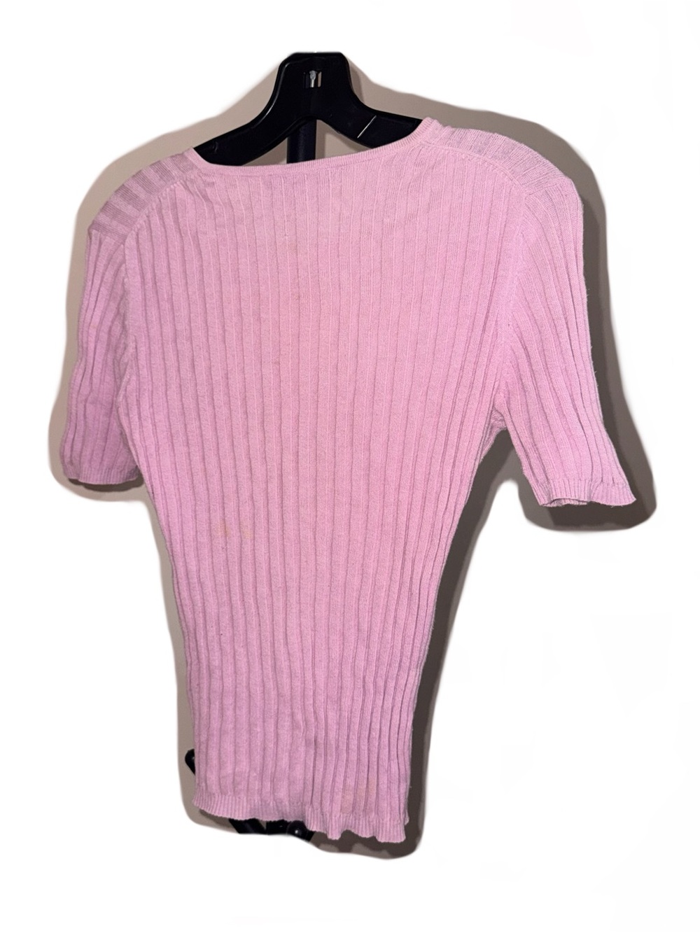 Light Pink Ribbed V-Neck Top - Picture 2 of 3